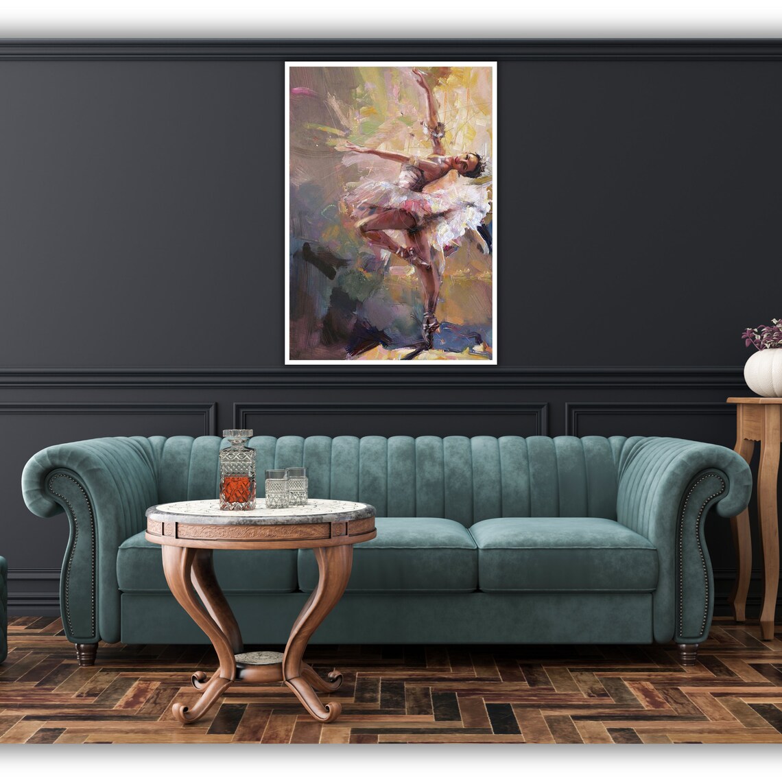 Elegant Ballerina In White Tutu Impressionist Dance Oil Painting Poster - Image 4