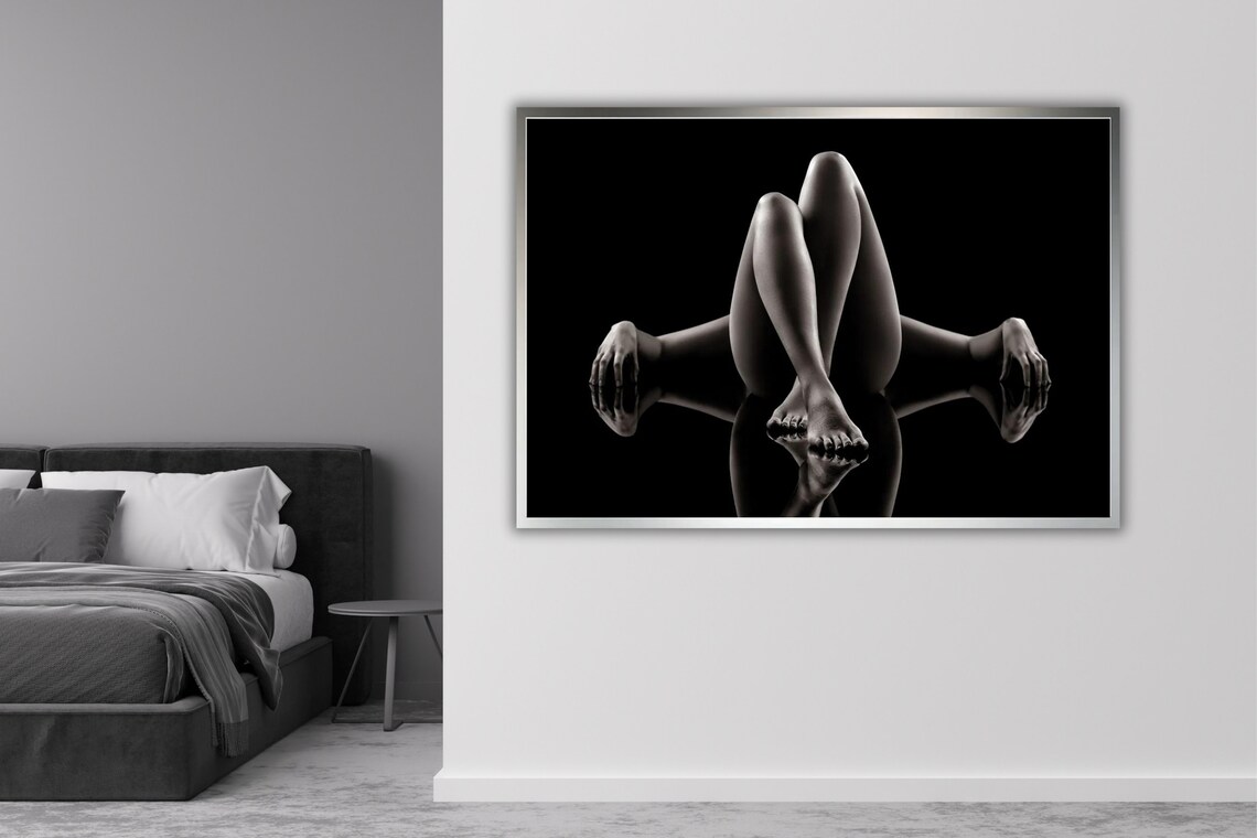 Black And White Crossed Legs Reflection Minimalist Body Form Photo Poster - Image 5