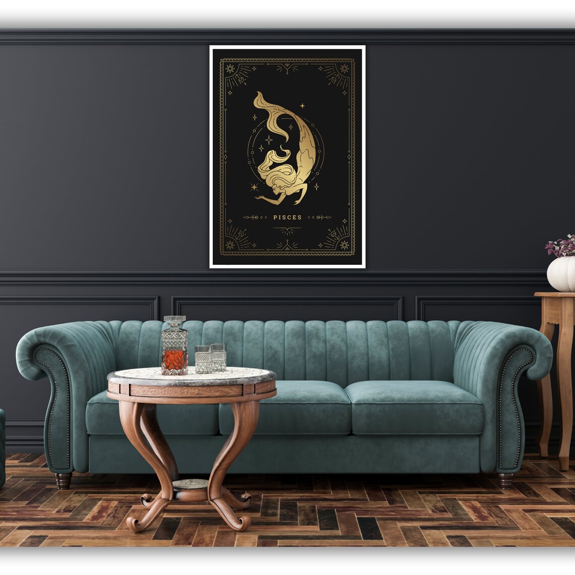 Pisces Art Zodiac Wall Decor Abstract Fish Painting Astrology Gift Ocean Inspired - Image 2