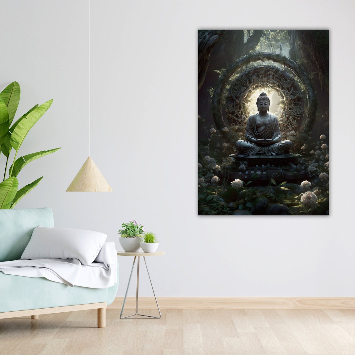 Buddha Statue Jungle Sanctuary Stone Halo Meditation Zen Poster - Image 5