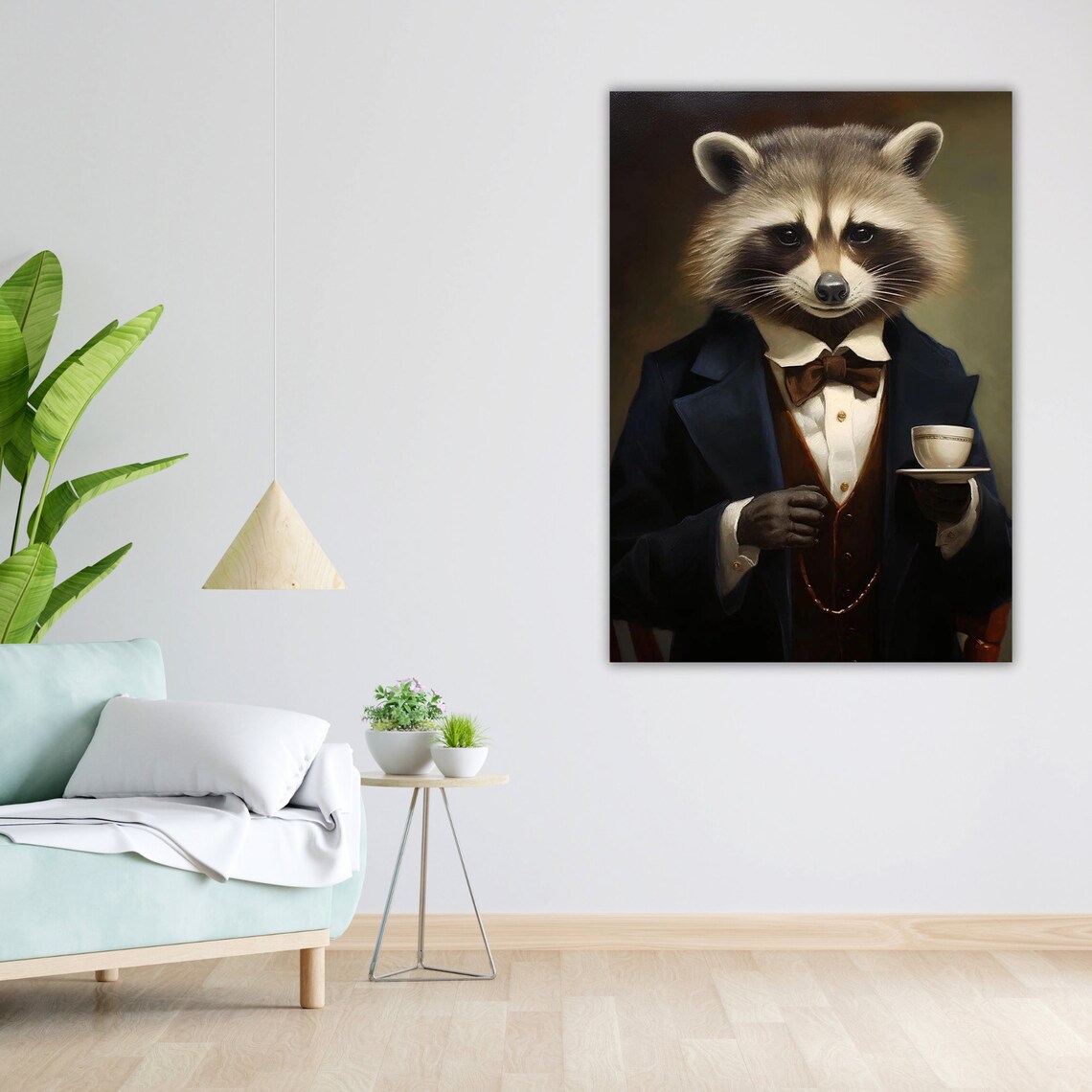Gentleman Raccoon Portrait Holding Teacup Suit Animal Humor Poster - Image 5