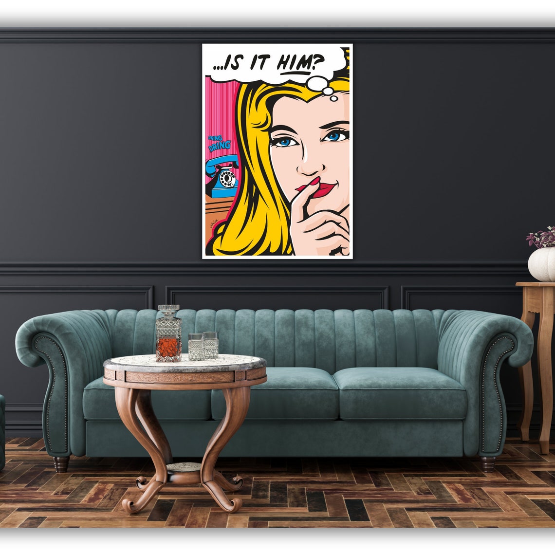 Pop Art Blonde Woman Is It Him Retro Comic Style Colorful Poster - Image 4