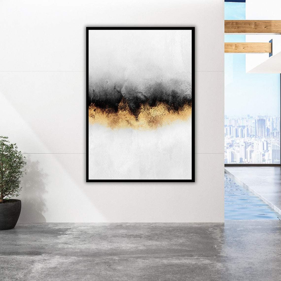 Abstract Sky Art Print Ready To Hang Framed Wall Decor Modern Artwork - Image 2