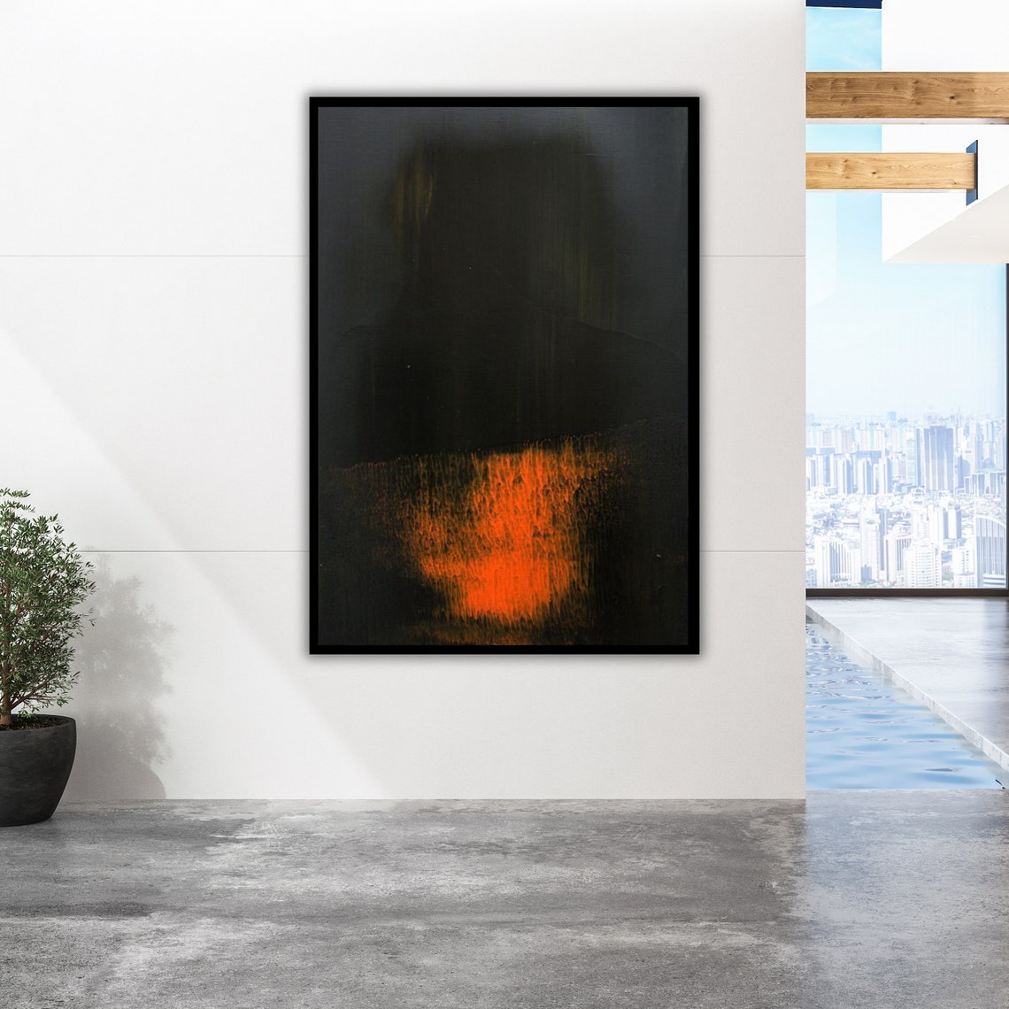 Mark Rothko Style Dark Abstract Orange Glow Field Art Poster - Image 4