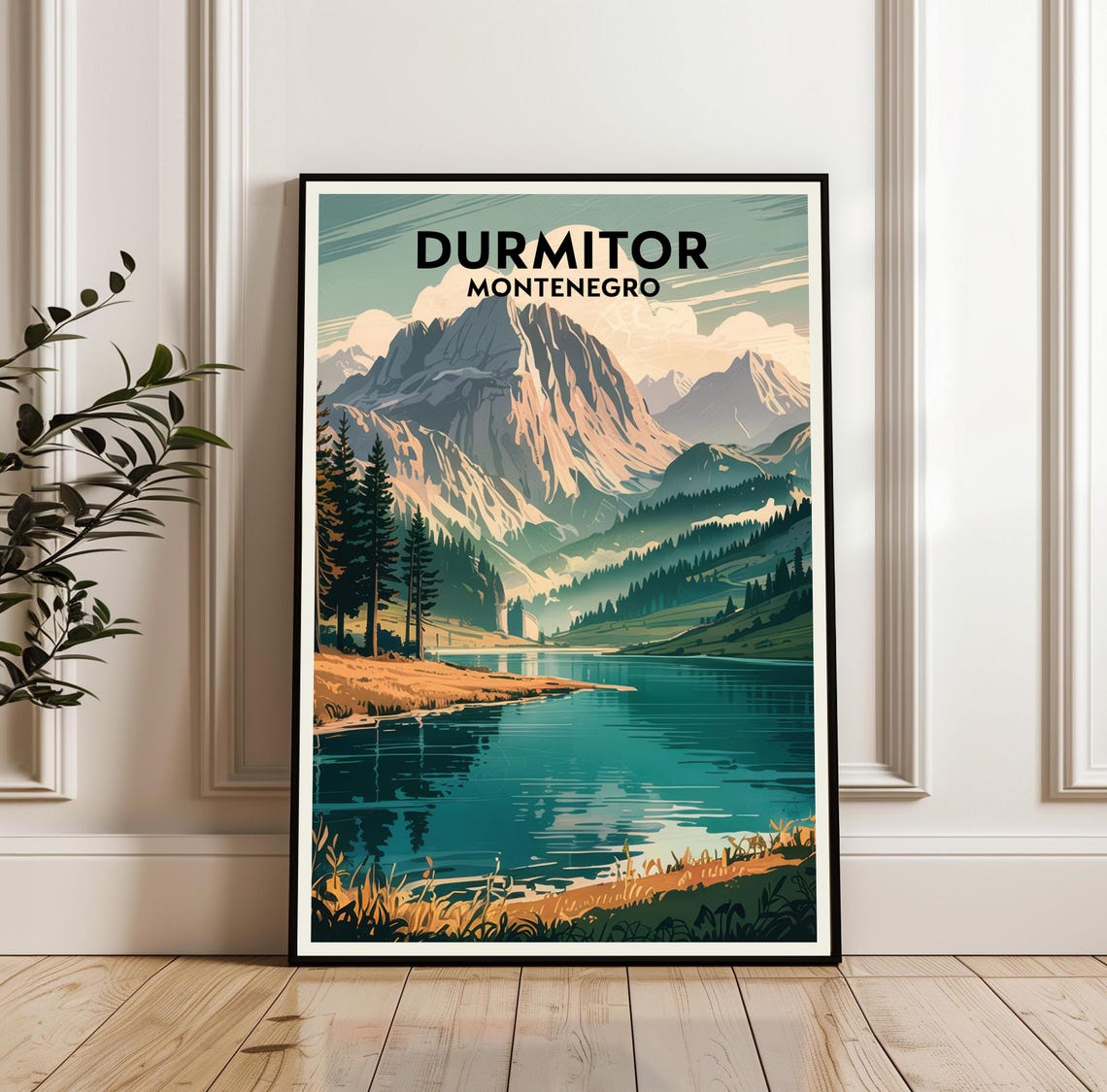 Durmitor Black Lake Jagged Mountain Peaks Montenegro Travel Poster