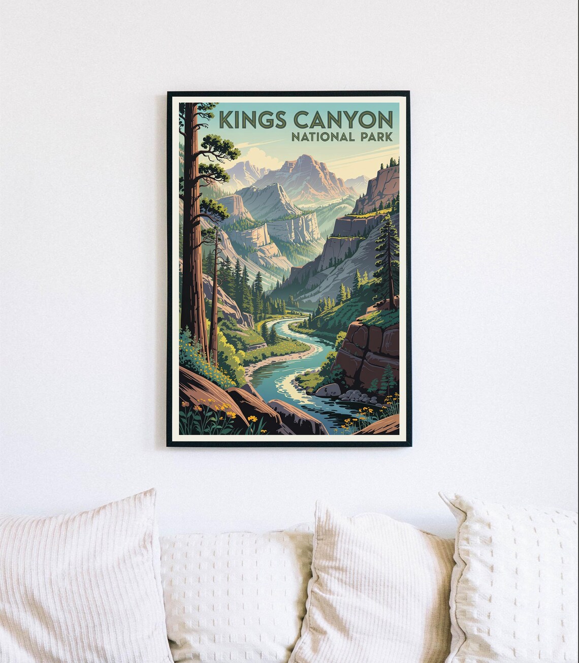 Kings Canyon National Park River Canyon Vintage Travel Poster
