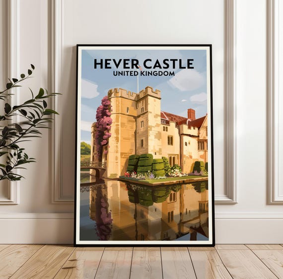 Hever Castle Poster Travel United Kingdom Print Landscape Art City Gift