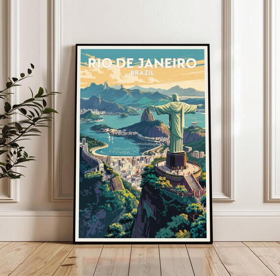 Rio de Janeiro Brazil Christ the Redeemer Vintage Travel Poster