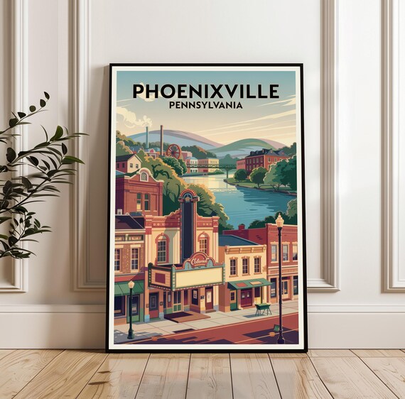 Phoenixville Pennsylvania Travel Historic Theater River Town Art Poster