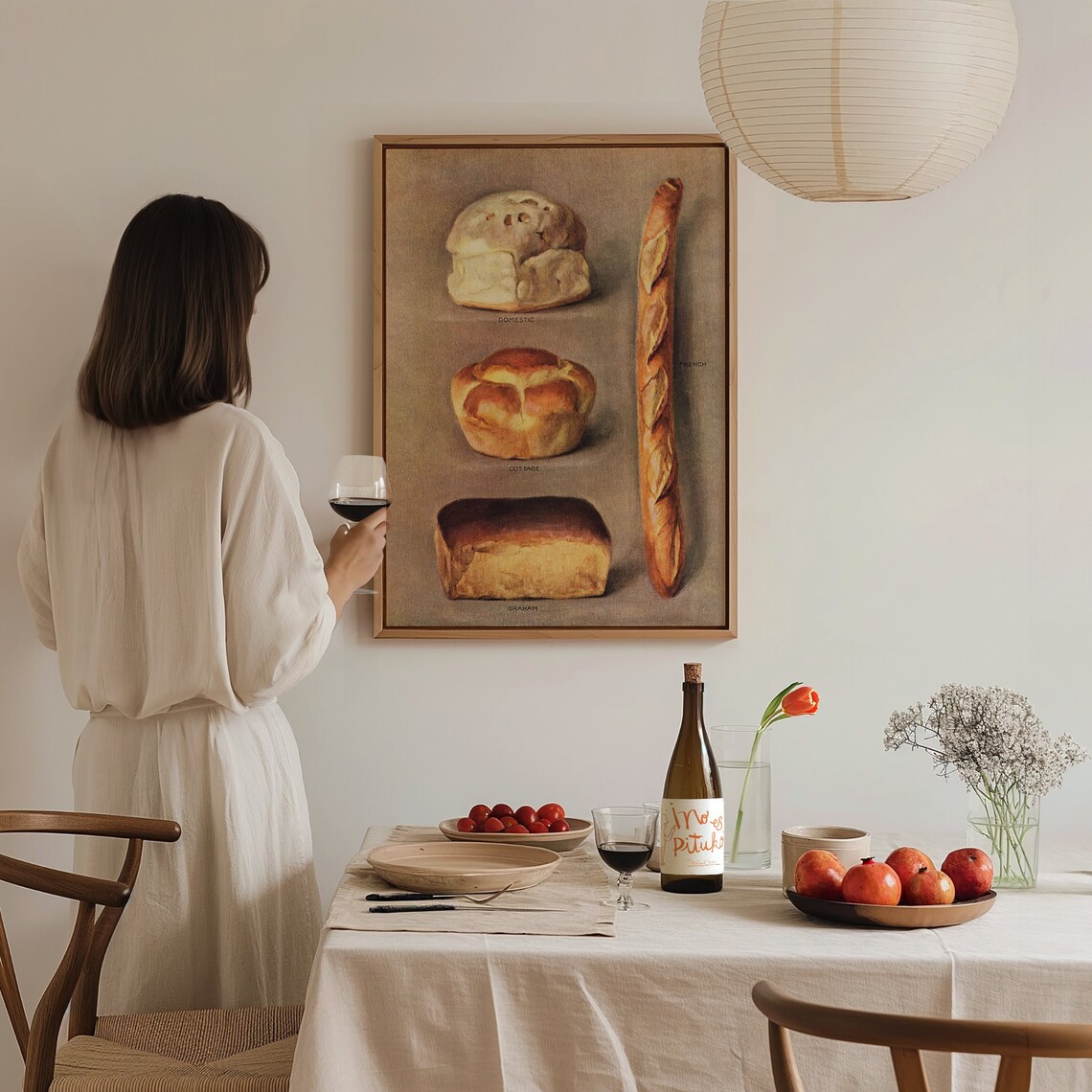 Vintage Grocer Bread Loaf French Baguette Cream Toned Kitchen Decor Poster - Image 4