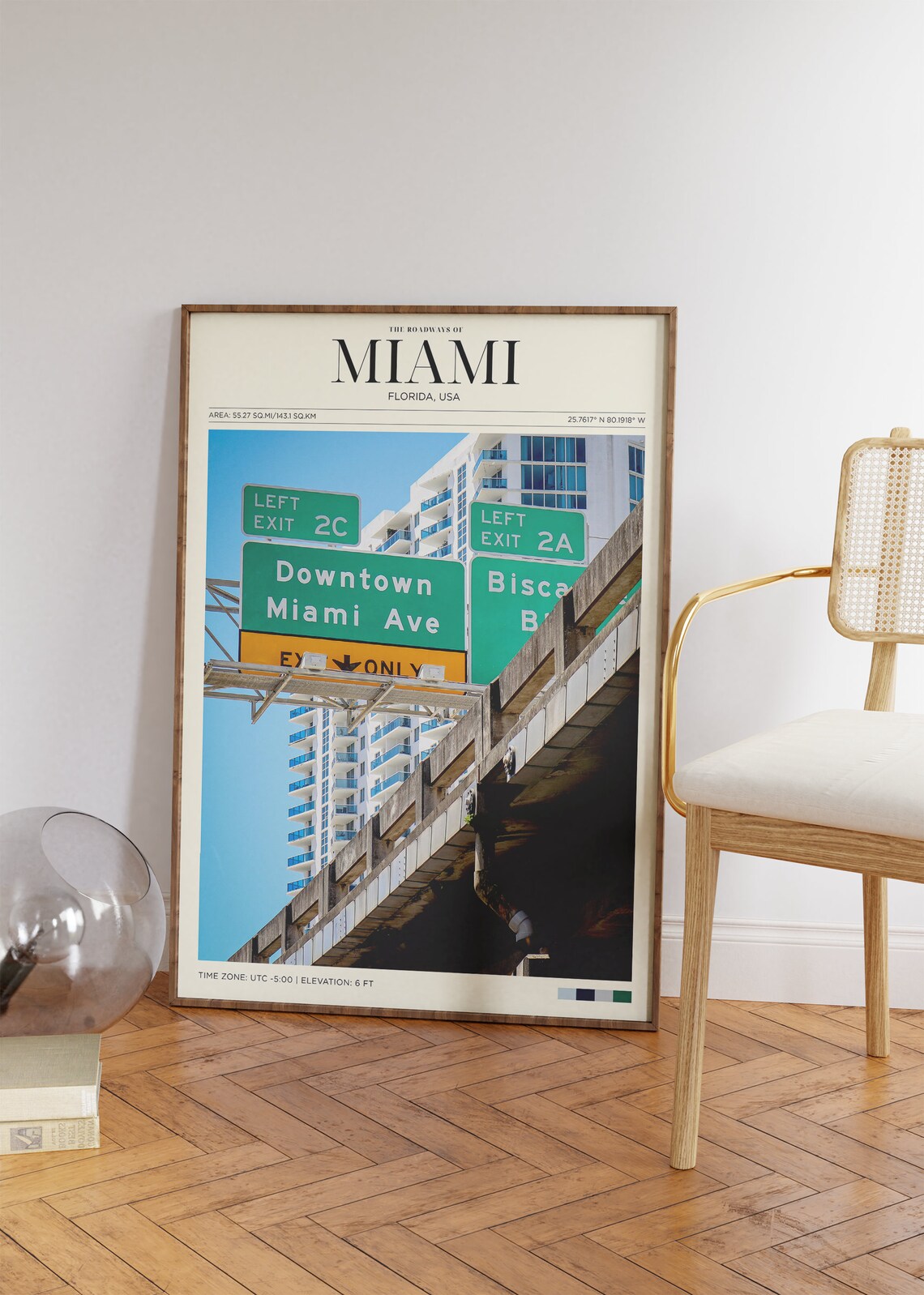 Miami Florida Downtown Highway Signs Vintage Roadways Travel Poster - Image 2
