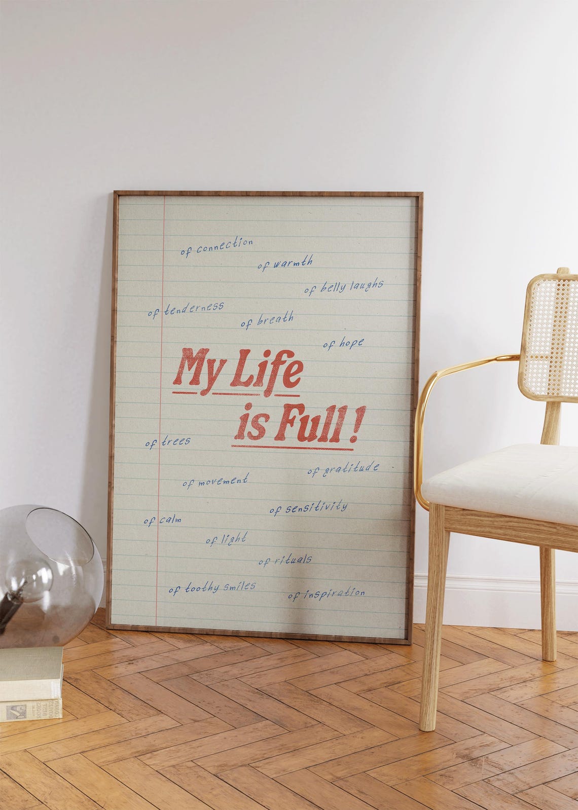 My Life Is Full Funny Gratitude Red Type Notebook Paper Quote Poster