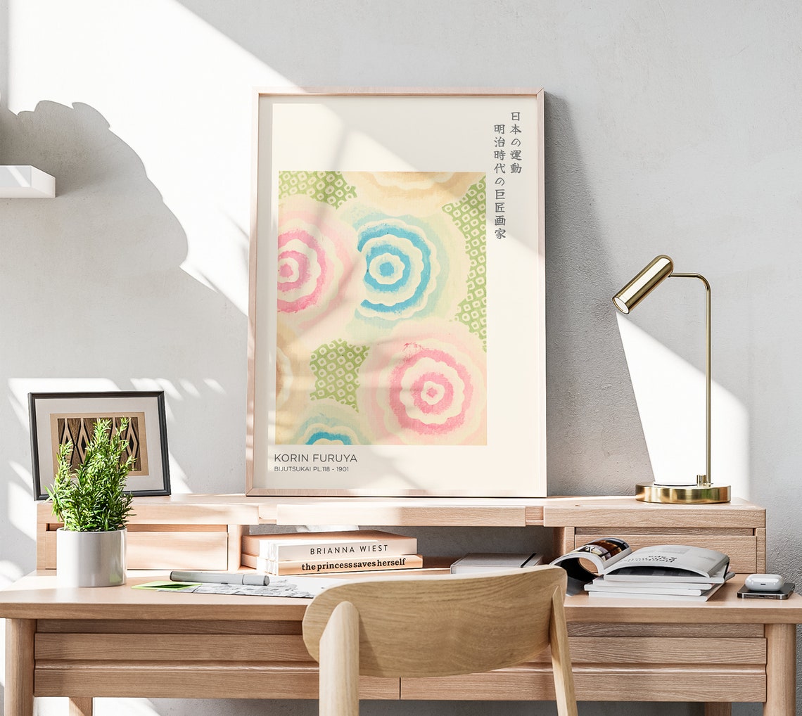 Korin Furuya Bijutsukai 1901 Japanese Floral Circle Pattern Art Poster - Image 3