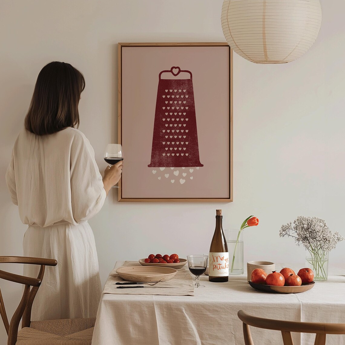 Grate Love Cheese Grater Hearts Pun Funny Red Beige Valentine Poster - Image 3