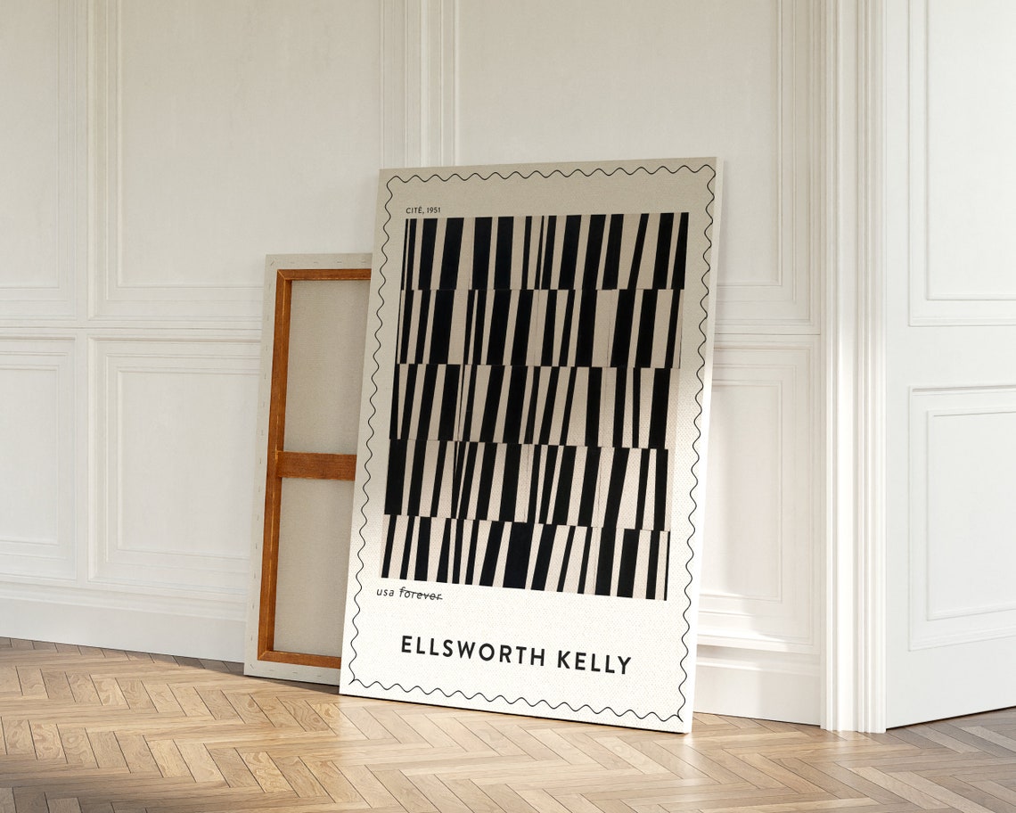 Ellsworth Kelly Cite 1951 Black White Stripes Postage Stamp Art Print - Image 3