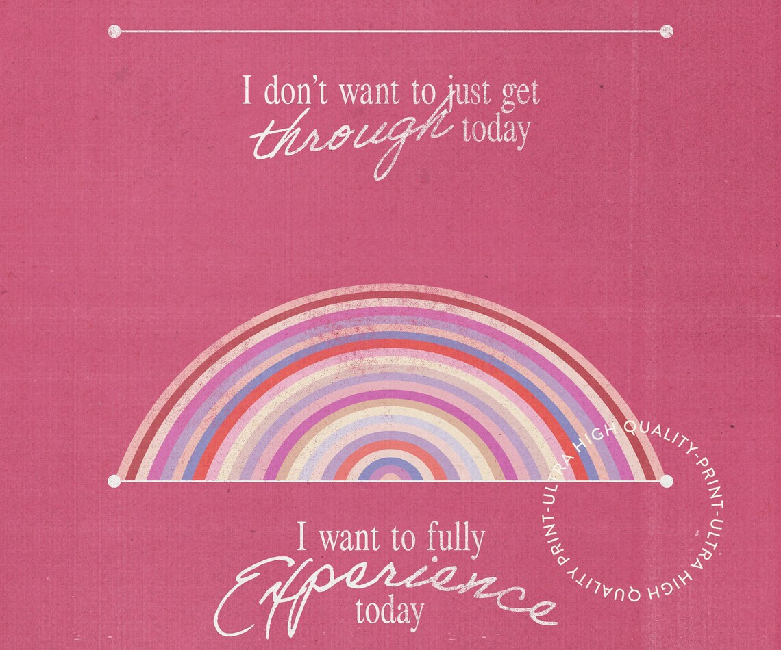 Fully Experience Today Self Love Pink Rainbow Motivational Quote Poster - Image 5