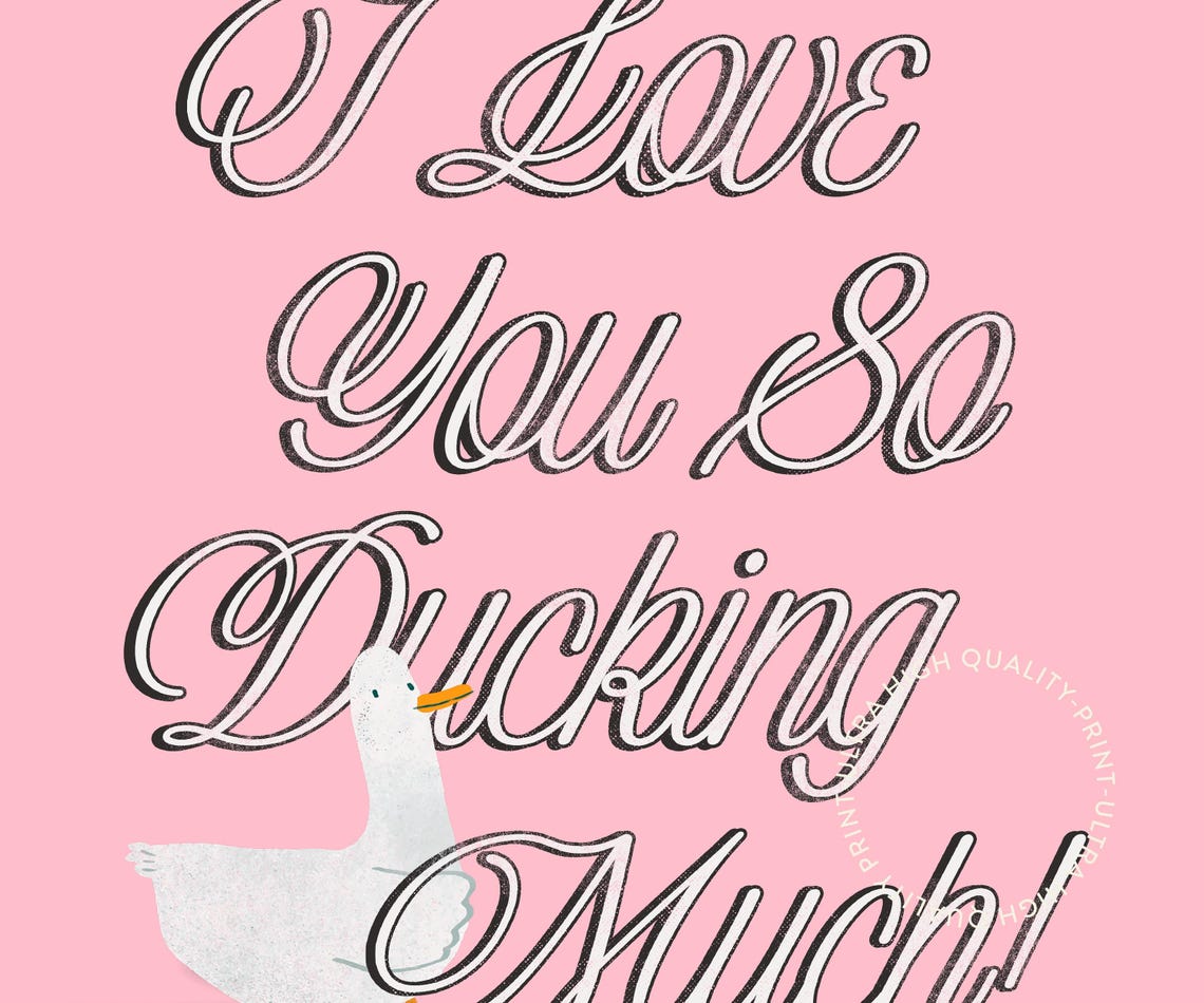I Love You So Ducking Much Funny Pink Script Quote Duck Wall Art - Image 5