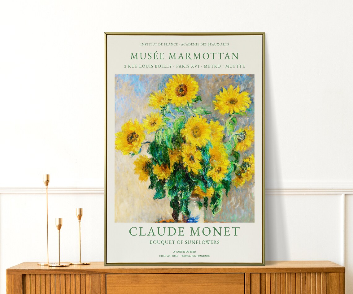 Claude Monet Bouquet of Sunflowers Impressionist Yellow Blooms Art Print - Image 4