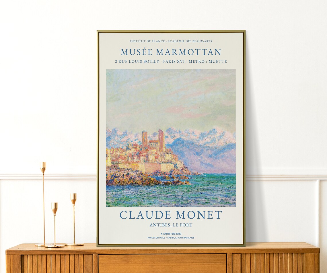 Claude Monet Antibes Le Fort 1888 Impressionist Sea Coast Exhibition Poster - Image 3