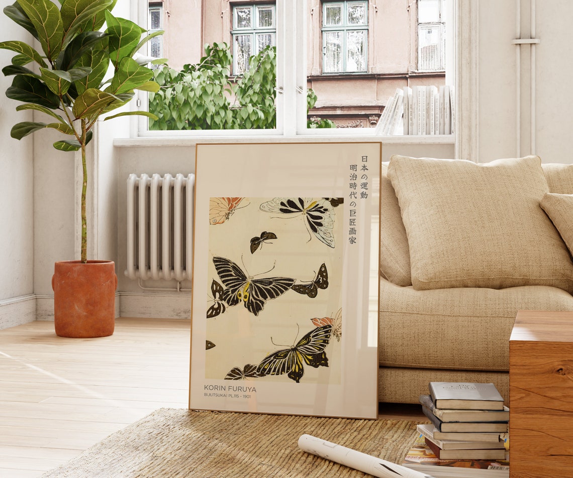 Korin Furuya Japanese Butterfly Art Print 1901 Bijutsukai Wall Decor - Image 3