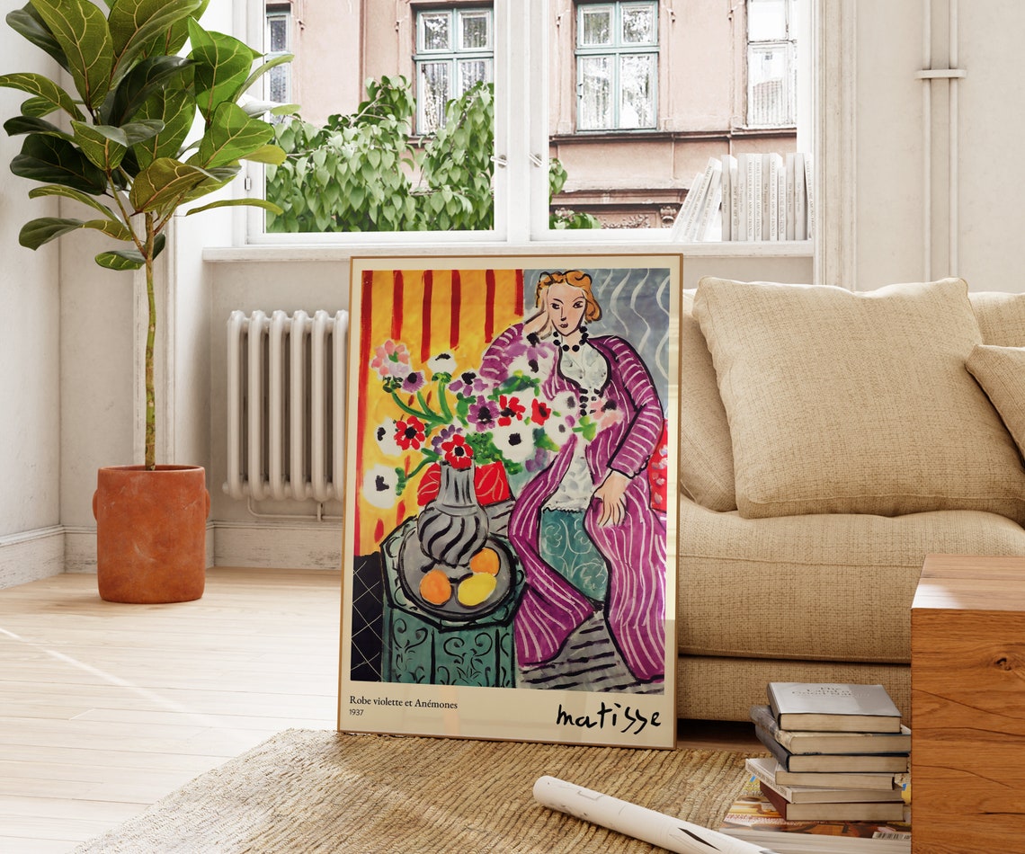 Henri Matisse Robe Violette et Anemones 1937 Portrait Floral Art Print - Image 3