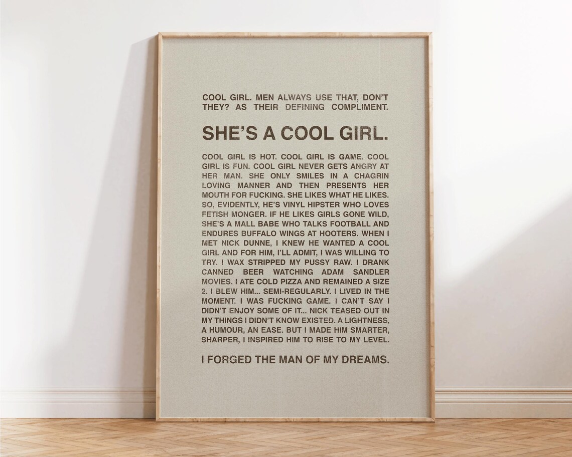 Shes A Cool Girl Gone Girl Movie Monologue Minimalist Quote Art Poster - Image 2