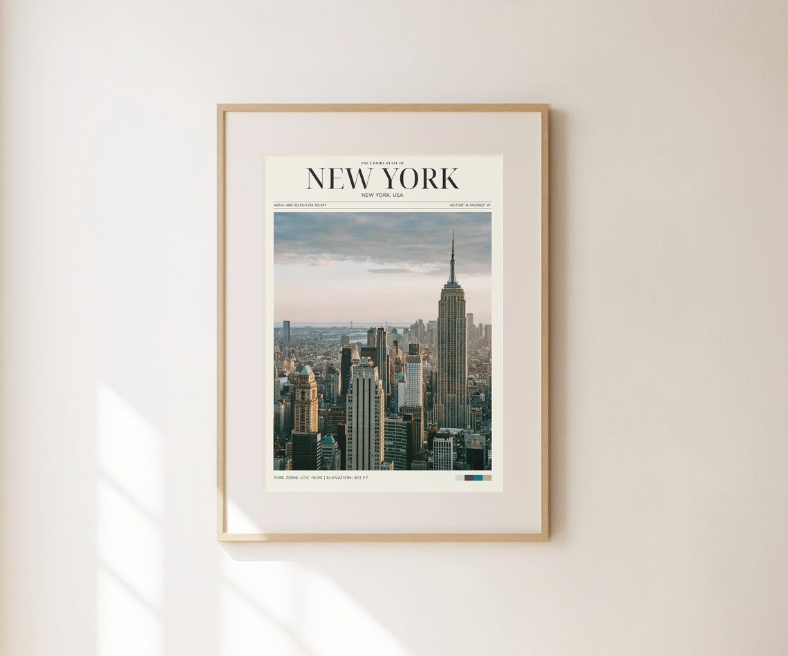 New York City Empire State Skyline View Vintage Travel Poster Print - Image 2