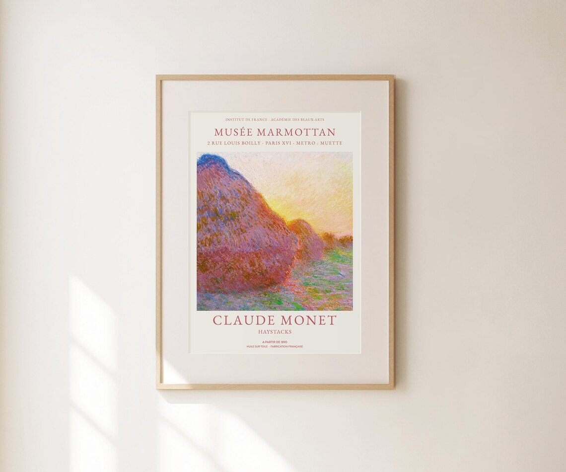 Claude Monet Haystacks Impressionist Landscape Musee Marmottan Exhibition Poster - Image 2