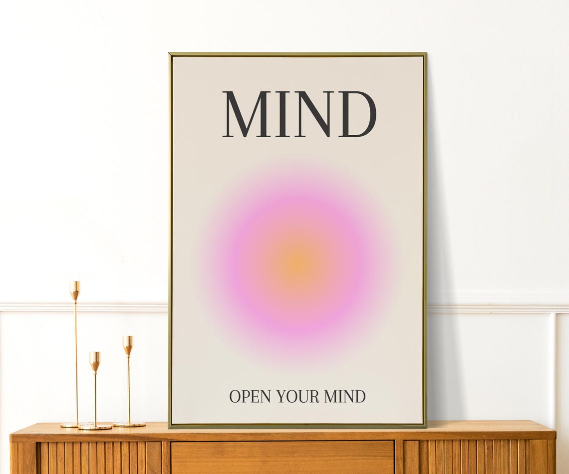Open Your Mind Pink Aura Minimalist Growth Mindset Affirmation Poster