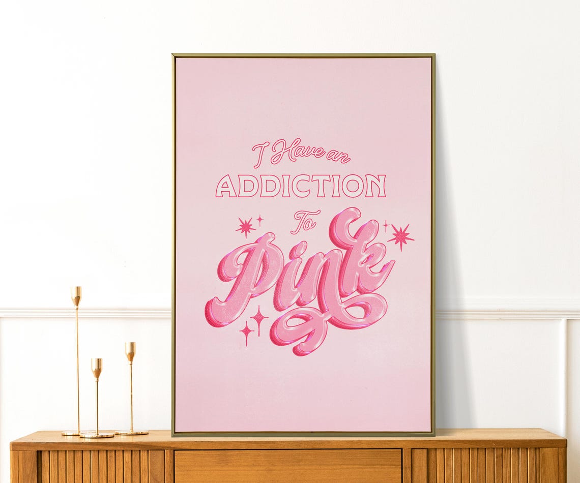 I Have An Addiction To Pink Quote Retro Glossy Balloon Letter Poster - Image 4
