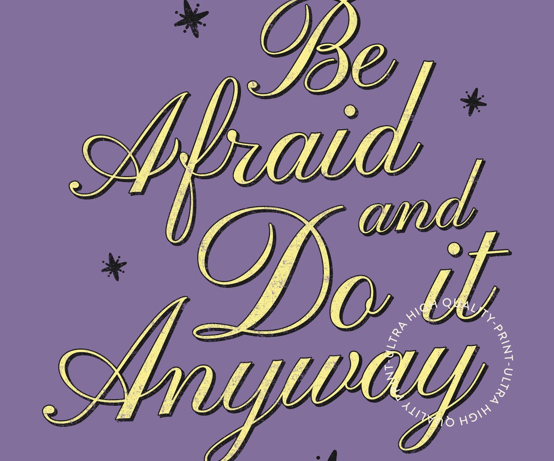 Be Afraid And Do It Anyway Purple Gold Script Quote Wall Poster - Image 5