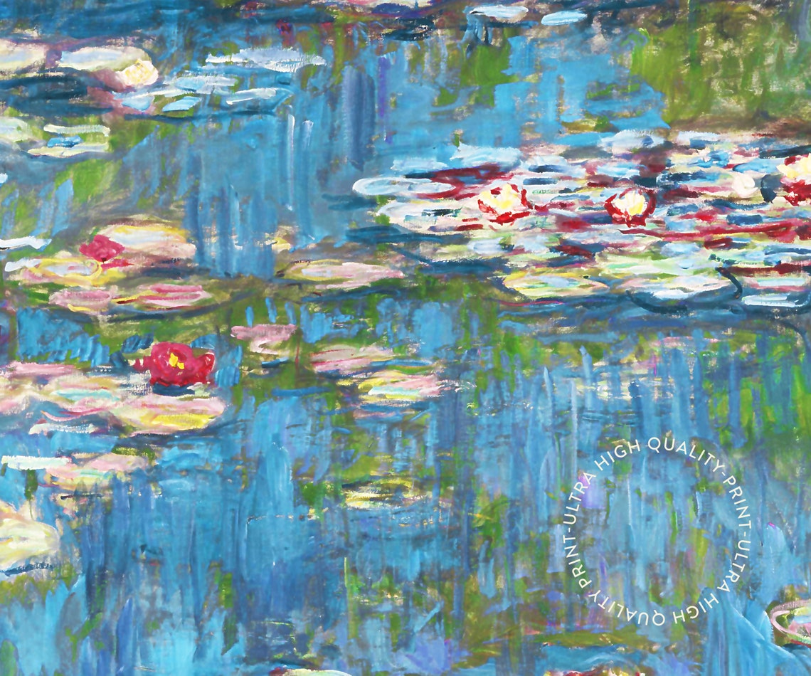 Claude Monet Water Lilies 1918 Blue Pink Pond Impressionist Art Print - Image 5