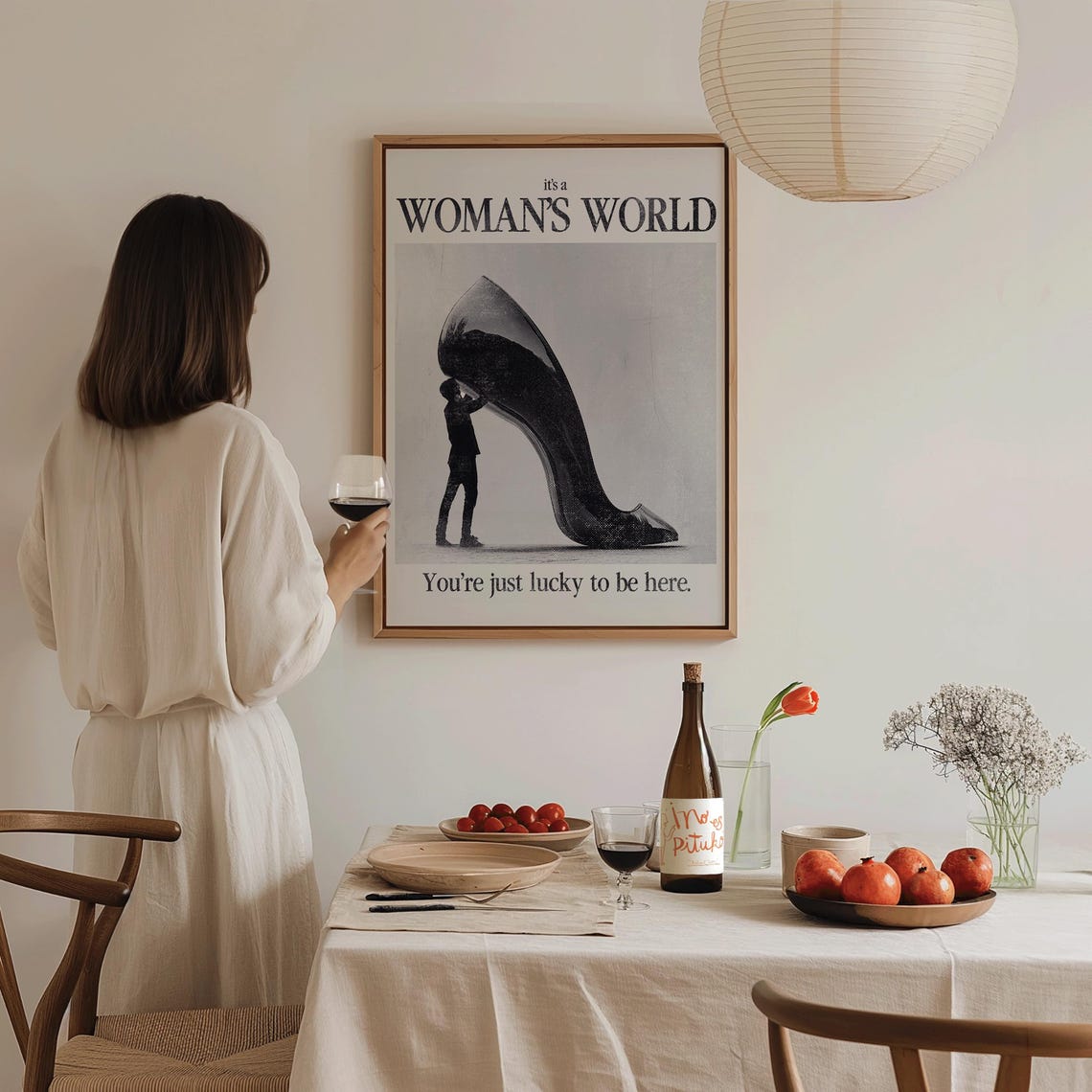 Its A Womans World Feminist Quote Wall Art Retro Heels Print - Image 3