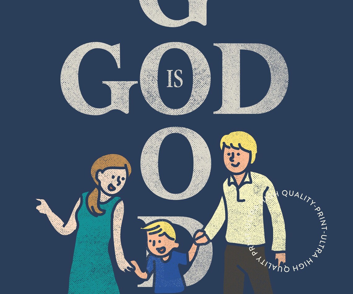 God Is Good All The Time Christian Family Navy Quote Wall Art Poster - Image 5