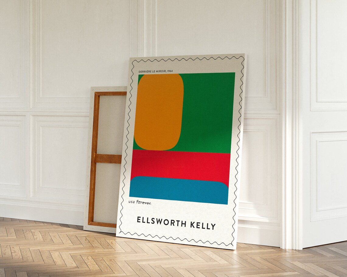 Ellsworth Kelly Derriere Le Miroir 1964 Stamp Color Block Art Poster - Image 3