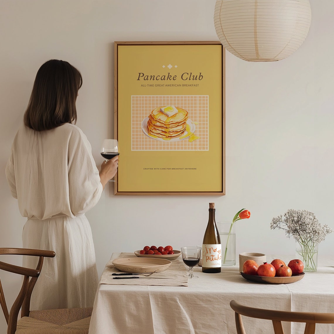 Pancake Club American Breakfast Stack Retro Yellow Kitchen Food Poster - Image 3