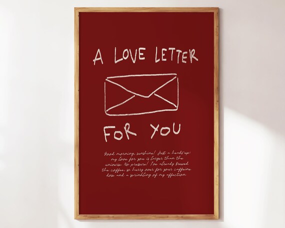 A Love Letter For You Red Envelope Self Love Handwritten Poster