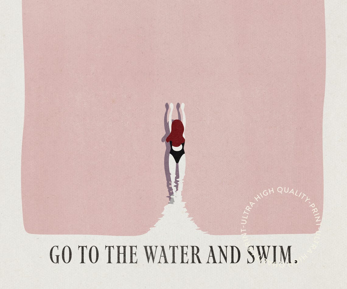 When In Doubt Go To The Water And Swim Pink Diver Swimmer Wall Art - Image 5