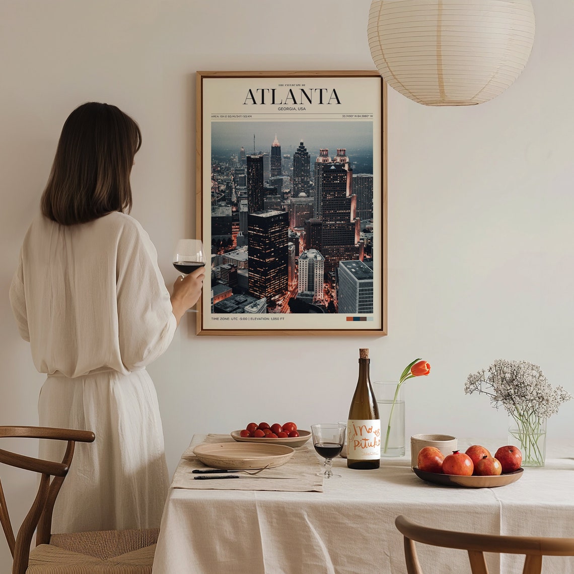 Travel Poster Atlanta Poster Vintage Posters In Atlanta Print Atlanta Cityscape Wall Art For Living Room Modern Office Wall Art - Image 3