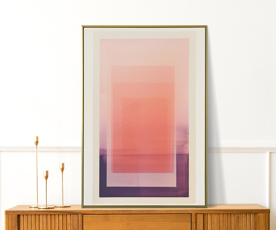 Pink Coral Gradient Abstract Minimalist Geometric Gallery Decor Poster - Image 3