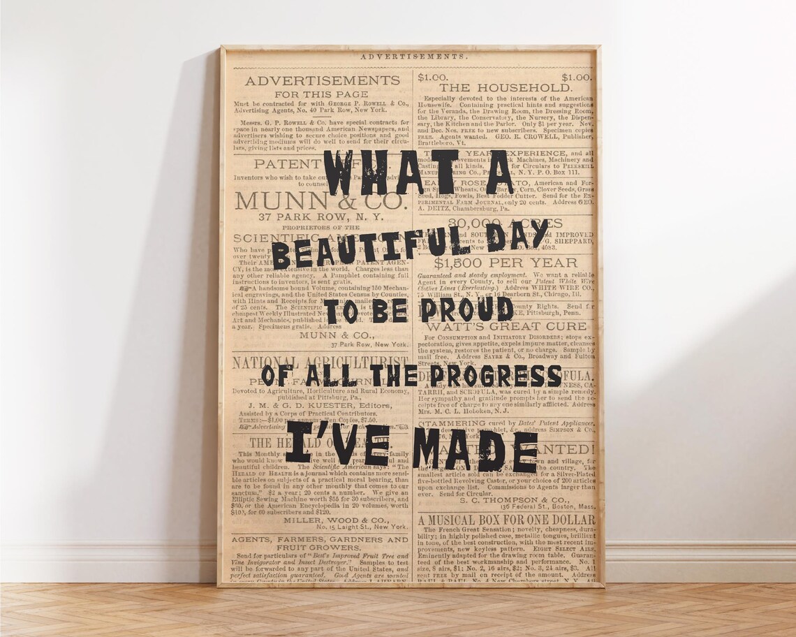 What A Beautiful Day To Be Proud Of Progress Motivational Quote Wall Art - Image 4