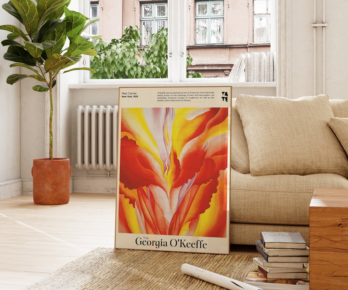 Georgia O'Keeffe Red Canna Tate Fiery Orange Floral Art Poster - Image 2