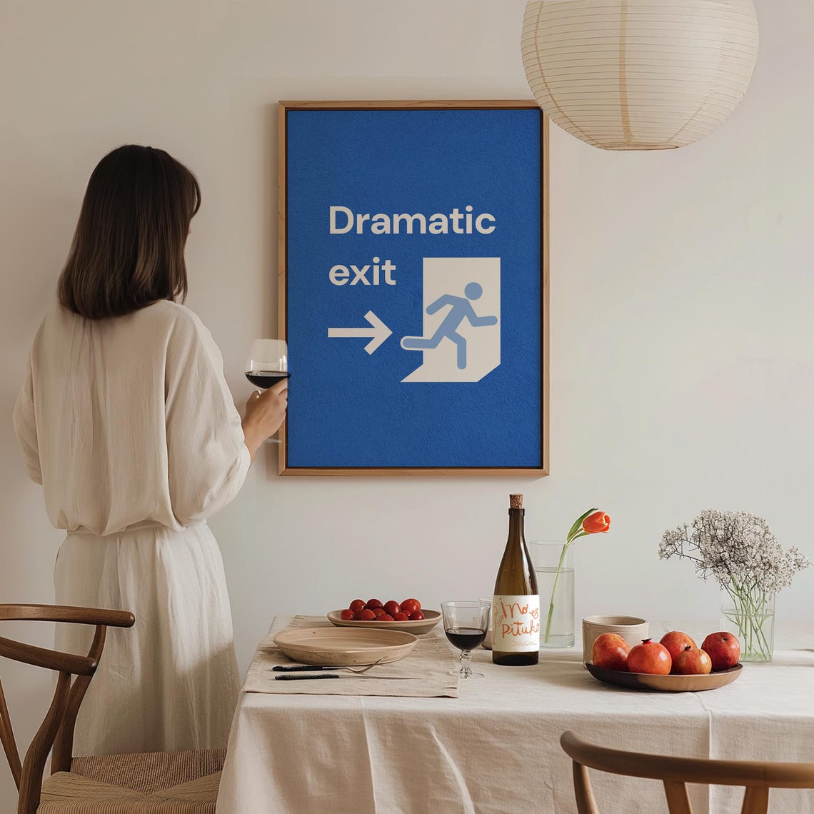 Dramatic Exit Blue Exit Sign Funny Hallway Sassy Wall Art Poster - Image 3