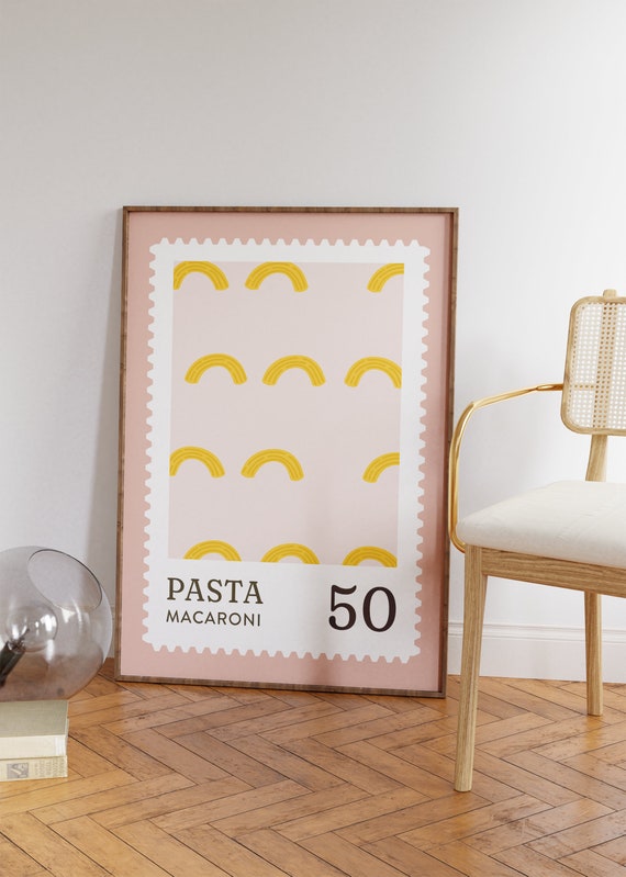 Kitchen Print Pasta Macaroni Wall Art Modern Food Poster Pink Cute Kitchen Wall Art Cute Modern Art For Italian Home And Birthday Gifts