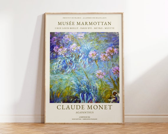 Claude Monet Print Agapanthus Print Vintage Wall Decor Flowers Monet Wall Art Botanical Print Purple Large Wall Art Living Room