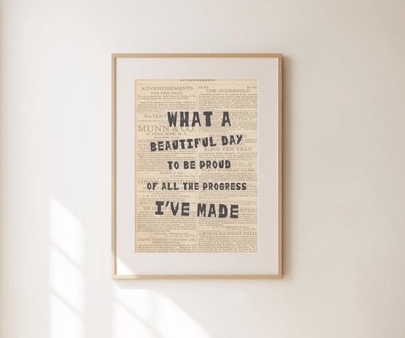 What A Beautiful Day To Be Proud Of Progress Motivational Quote Wall Art