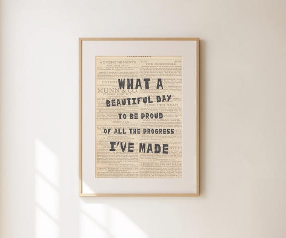 What A Good Day To Be Proud Of My Progress Motivational Wall Art Positive Quotes Print Retro Self Love Zen Decor For Peaceful Apartment