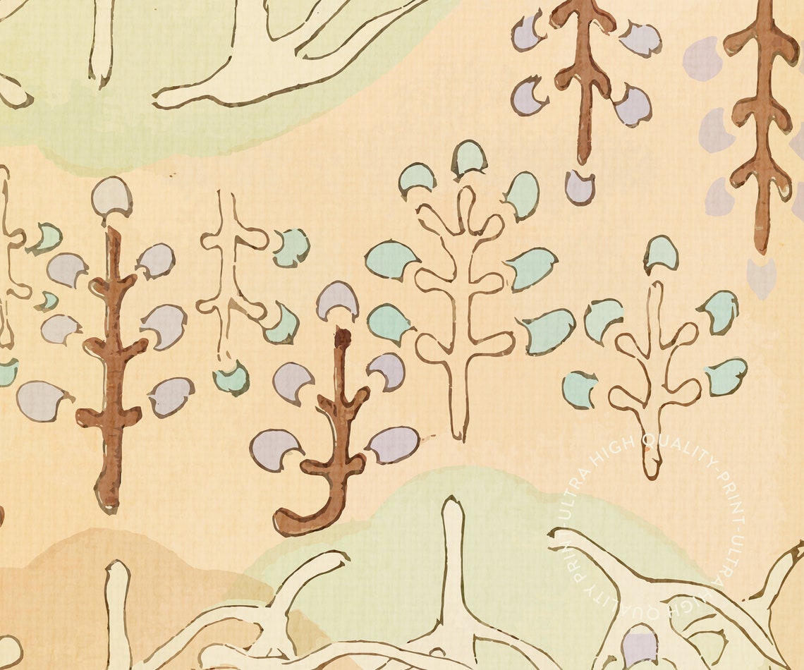 Korin Furuya Bijutsukai Trees Japanese Woodblock Pattern Art Poster - Image 5