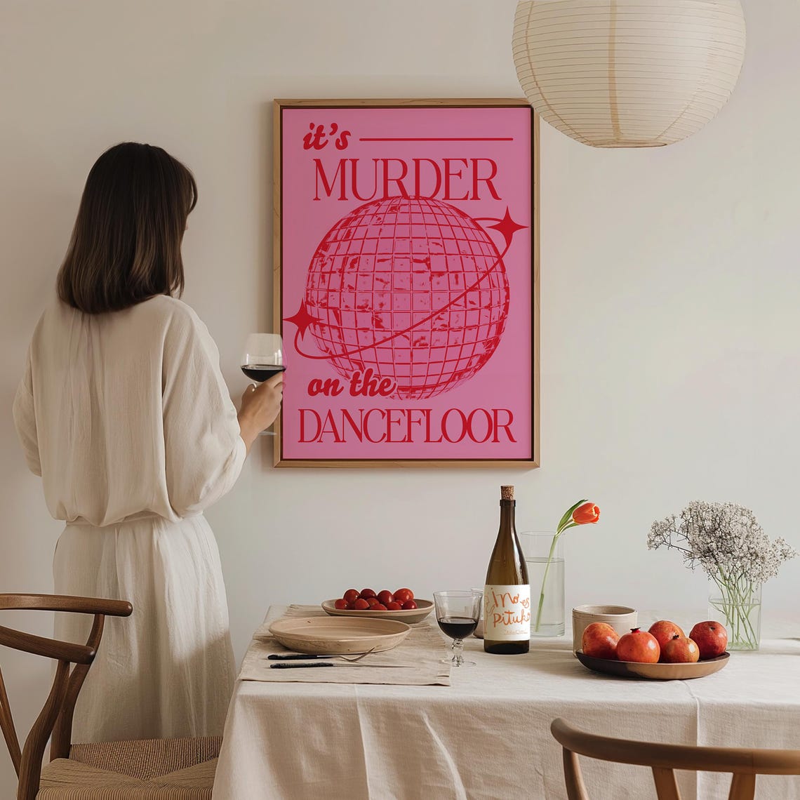 It's Murder On The Dancefloor Pink Disco Ball Retro Party Decor Poster - Image 2