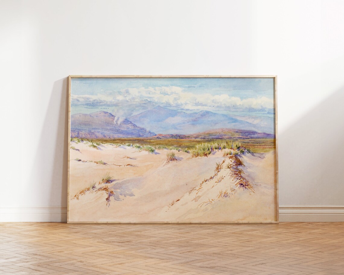 Coastal Sand Dunes Mountain Vista Watercolor Serene Landscape Art Poster - Image 5